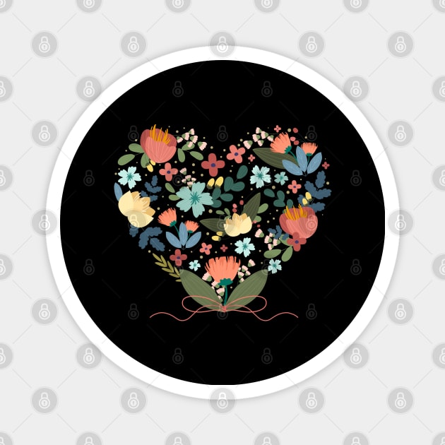 Floral Heart Magnet by Mako Design 